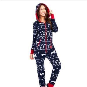 WOMEN'S BLUE REINDEER JUMPSUIT